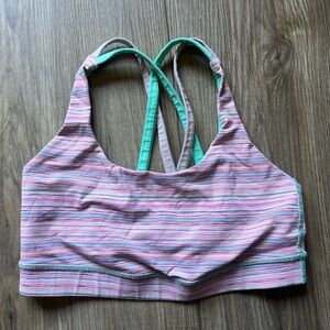 Lululemon Energy Bra Cyber Stripe Flash Light Menthol / Mink Berry Size 6